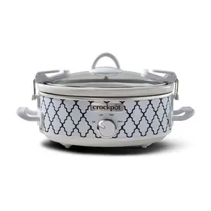 Crock-Pot 2.5-Quart Casserole Crock Manual Slow Cooker, White/Blue Pattern, 1 CT
