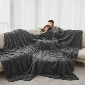 Oversized Blanket 120x120 | Extra Large Flannel Throw for Bed & Sofa