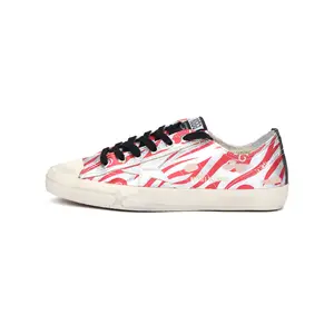 Golden Goose V-Star Leather Low-Top Sneakers for Men in Red Distressed Finish Trending Shoes, House White Official Shoes to Get / Maison Mihara Verifiable, with credentials and supporting global authentication