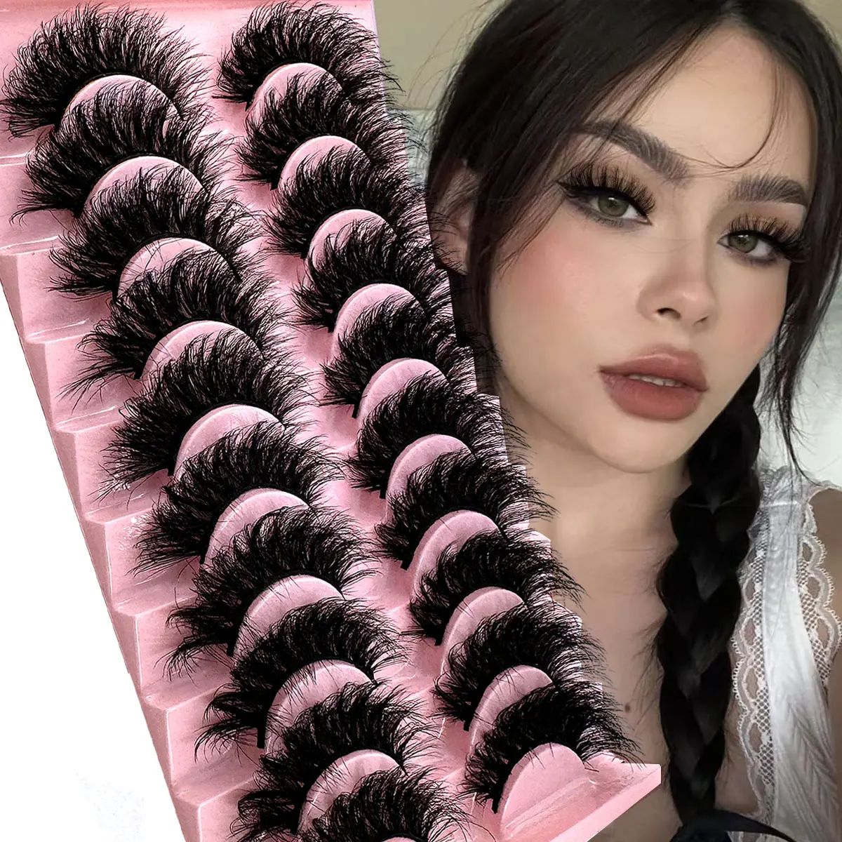 UMIRYAO Fluffy Lash Clusters, 10 Pairs of 5D Reusable Polyester Eyelash, D Curl Cat Eye Style for a Natural Look, Luxury, Cosmetic, Nature, Dramatic Lashes