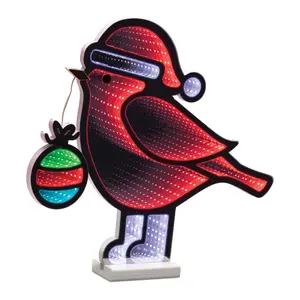 Melrose 94330DS 15.75 in. Acrylic UL Plug Bird with Ornament, Red, White & Green