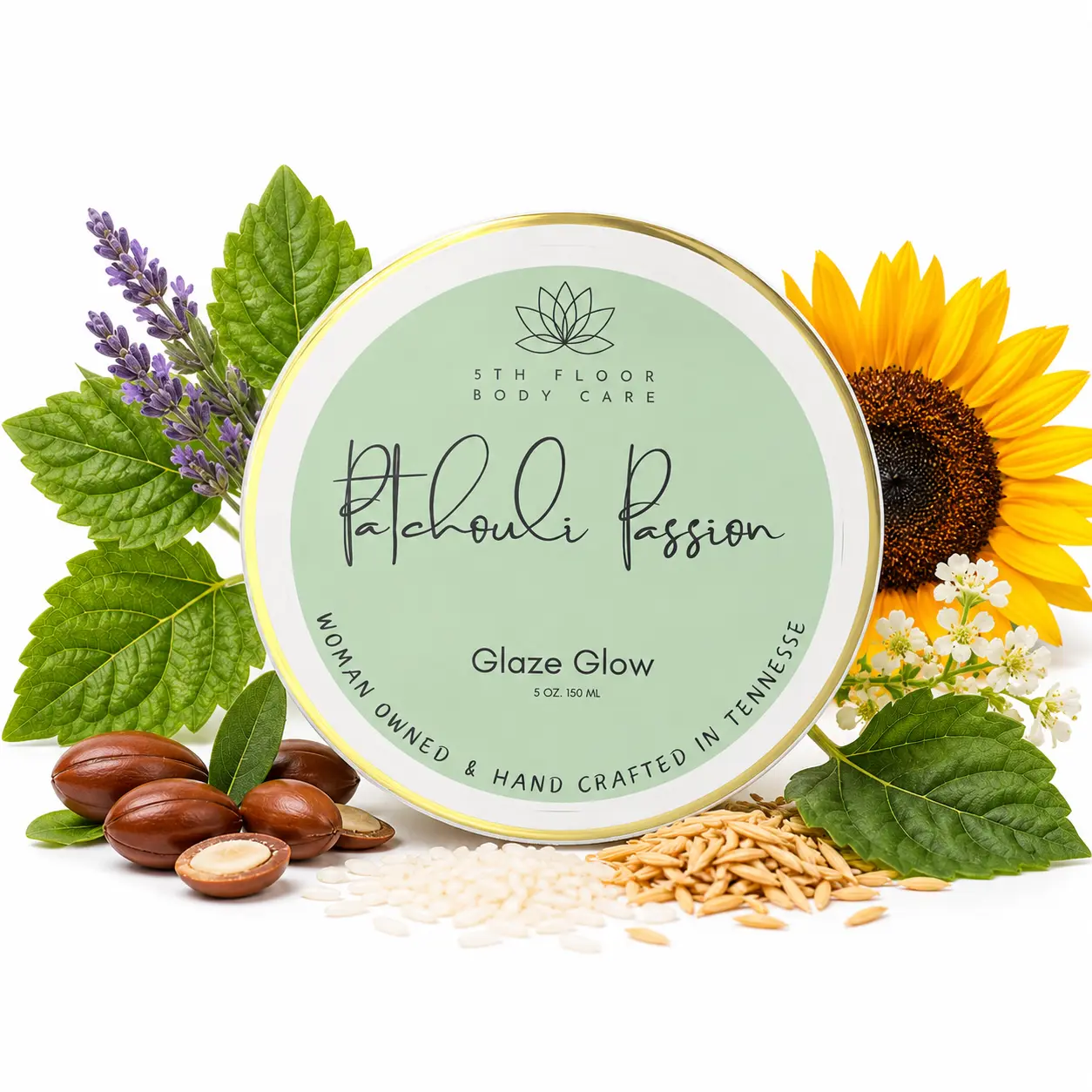 5th Floor Body Care Patchouli Passion Glaze Glow - Lightweight Floral Fragrance Moisturizer with Jojoba Oil & Palm Fruit Oil - 6 oz