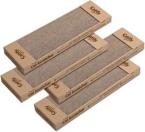 Catify Corrugated Cardboard Cat Scratcher Pads & Lounger by Best Pet Supplies - Durable Natural Recycled Materials, Claw Safe, Interactive Fun Scratching Board for Indoor Cats - Refill Pads Available