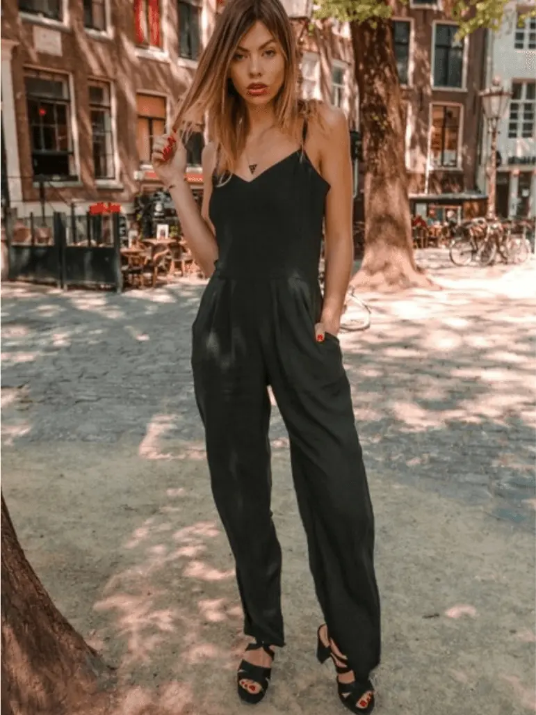 Spaghetti Strap Pocketed Jumpsuit in Black | Ethical Fashion