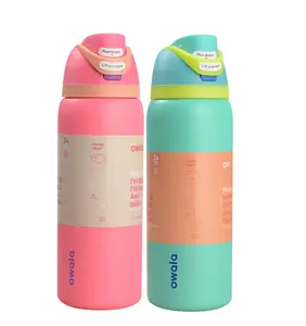 Hyper Flamingo & Neon Basil 32oz Insulated Water Bottle - Durable Stainless Steel, BPA-Free, with Built-in Straw for Gym & Travel - Drinkware, Flasks Drinkware Tumbler Portable