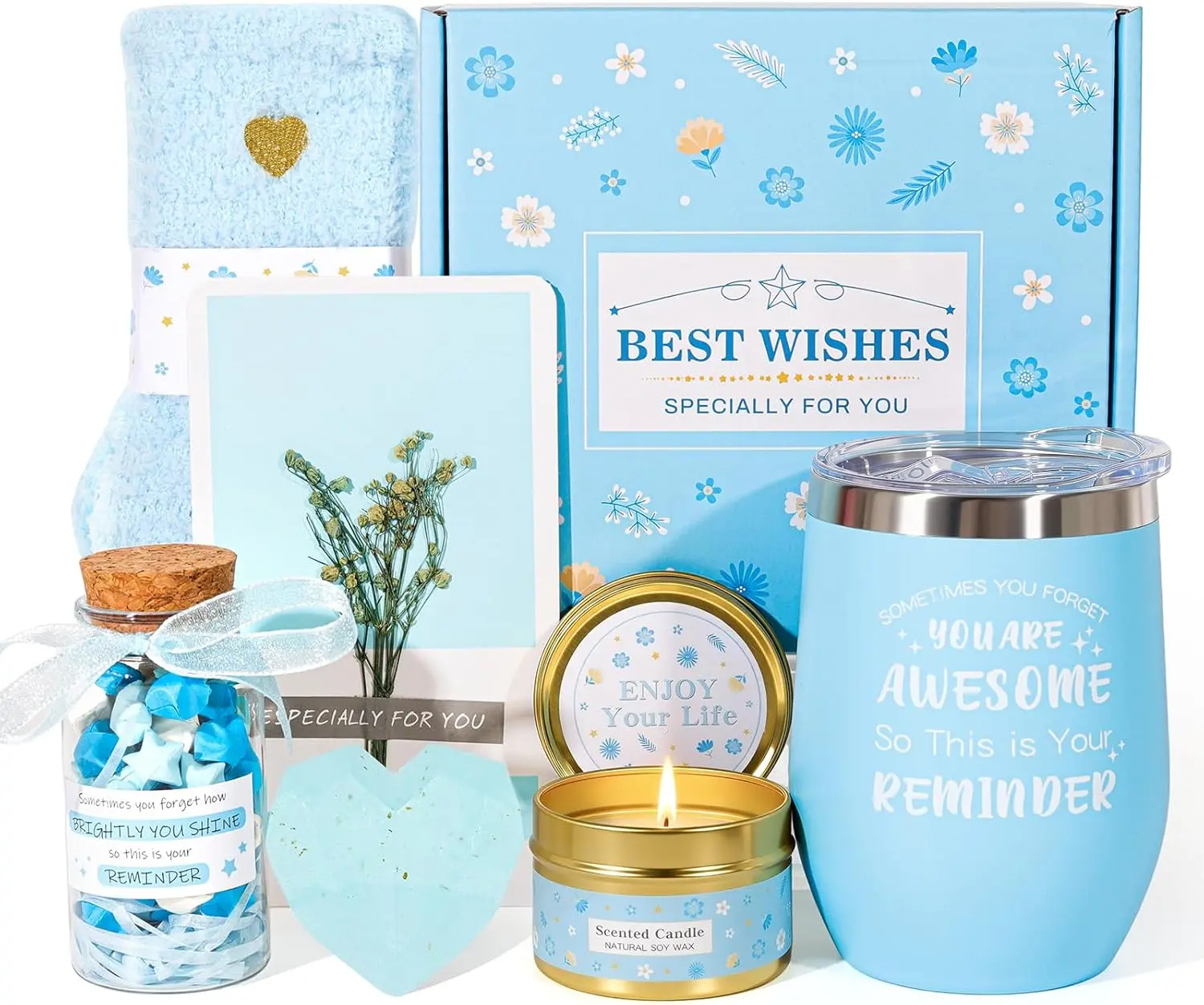 Halloween Fall Gift  Gift Baskets for Women Birthday Gifts Unique Blue Basket Ideas for Women Gift Box for Her Self Care Gift Set Birthday Presents Female Friendship Gift for Mom Friend Bestie Girlfriend