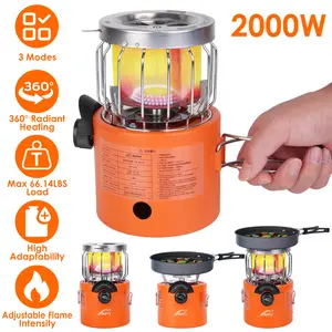 2000W 2 In 1 Camping Stove Tent Heater Outdoor Gas Stove Portable Backpacking Stove with 3 Modes 360°   Radiant Heating for Camping Hiking Picnic BBQ