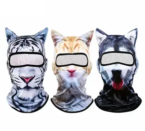 Anti-UV Breathable Animal Head 3D Outdoor Sports Balaclava, 3D Cat Ski Mask with Ears, All-Season Animal Head Outdoor Sports UV Protection Face Mask, Digitally Printed Mask, Suitable for Skiing, Music Festivals, Outdoor Activities