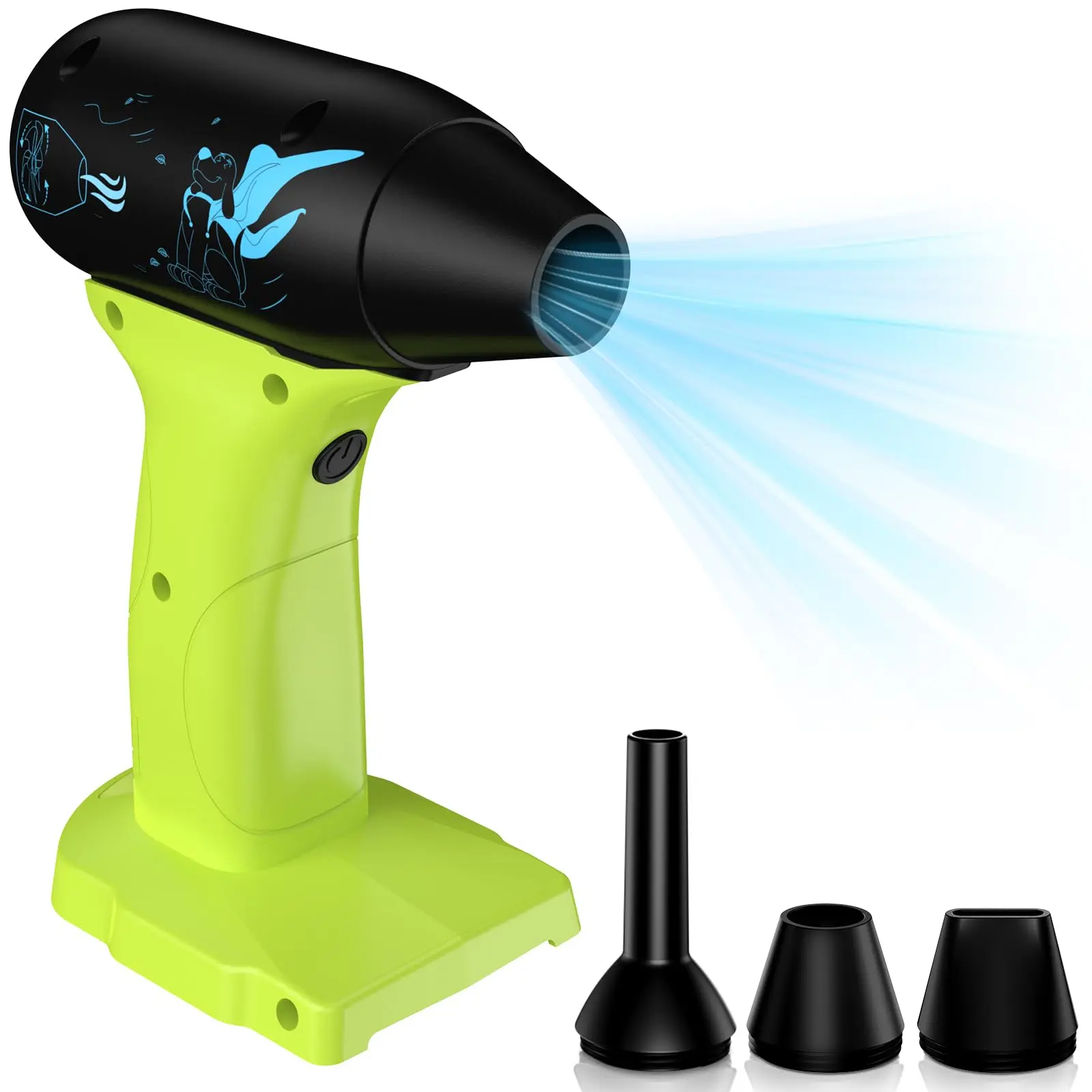 Cordless Jet Dry Blower for Ryobi 18V Battery, 4-Speed Handheld Mini Air Duster with 3 Nozzles for Cleaning, Drying, Inflating (Battery not Included)