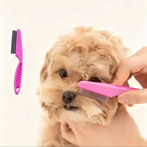 1pc 2-In-1 Pet Hair & Tear Stain Remover Brush, Stainless Steel Dog & Cat Flea Comb, Effective Matted Fur Removal, Suitable for Dogs & Cats, Poodle