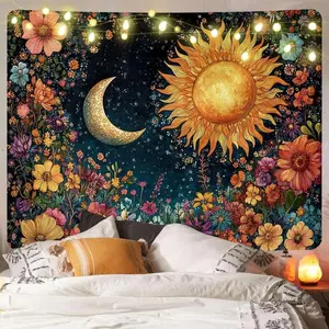 Sun & Moon and Starry Sky Pattern DIY Oil Painting Tapestry - Artwork, Bold, Bright, Chic, Contemporary Hanging Decor for Home Living Room, Bedroom | summerwins