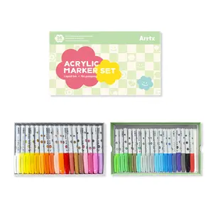 Arrtx Acrylic Paint Markers Brush Tip Direct Liquid Ink Art Supplies for Stone Glass Egg Wood DIY Crafts Quick Drying Waterproof Safe Non Toxic