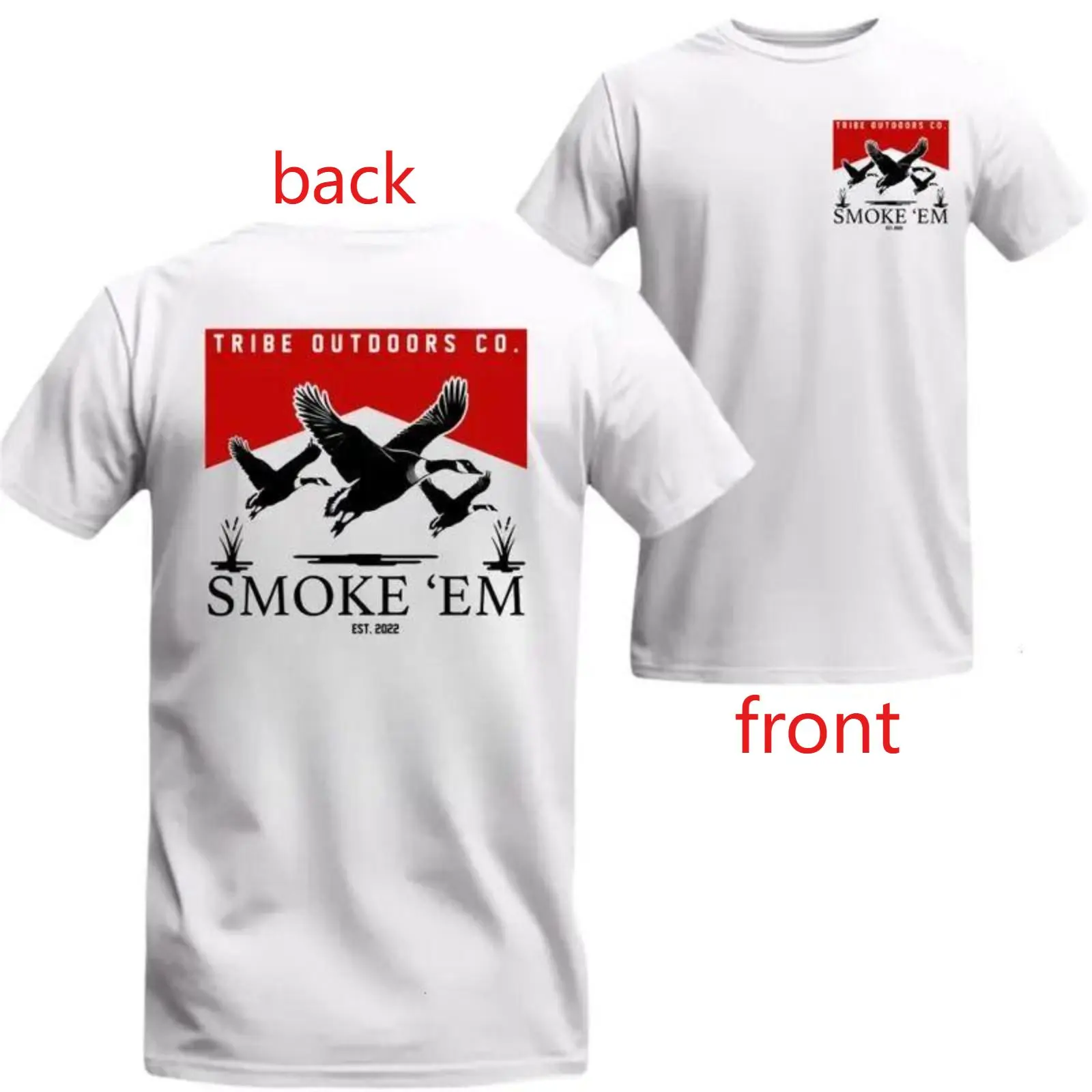 Men's Soft Cotton Round Neck Short Sleeve T-Shirt - Menswear Men’s Clothes, Bold Duck Hunting Waterfowl Graphic Tee, Classic Wildlife Print Outdoor Hunting Apparel, Casual Everyday Top, Shortsleeve, Tshirt