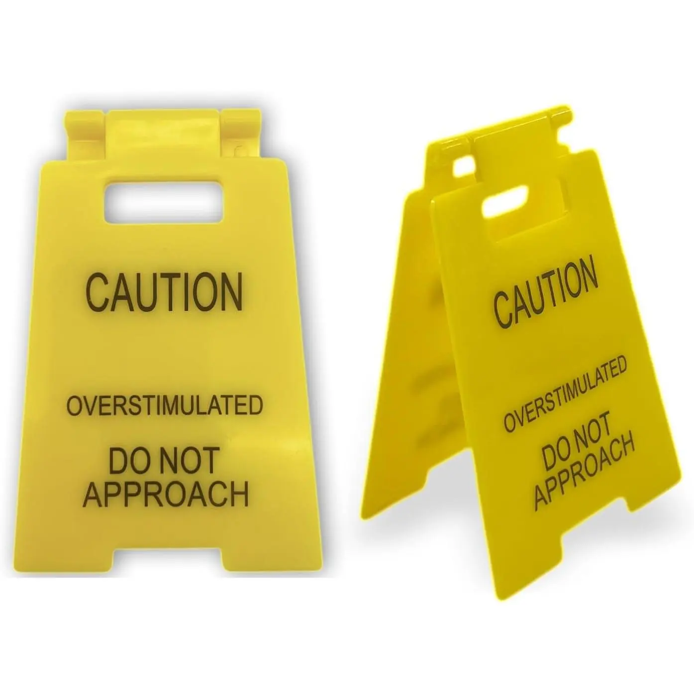 Caution Overstimulated Desk Sign - Overstimulated Do Not Approach Sign Ideal  For Office Cubicle, Humorous Mini Signage,Novelty Decor For Lively Workspaces(1)