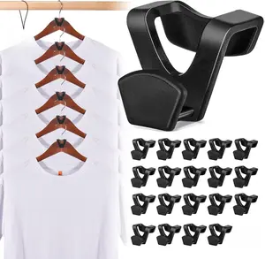 Space Saving Hanger Hooks 60 Pack, Black Clothes Hanger Connector Hooks, Heavy Duty Hanger Hooks Space Saver, Premium College Dorm Room Essentials, Good Closet Organizers and Storage