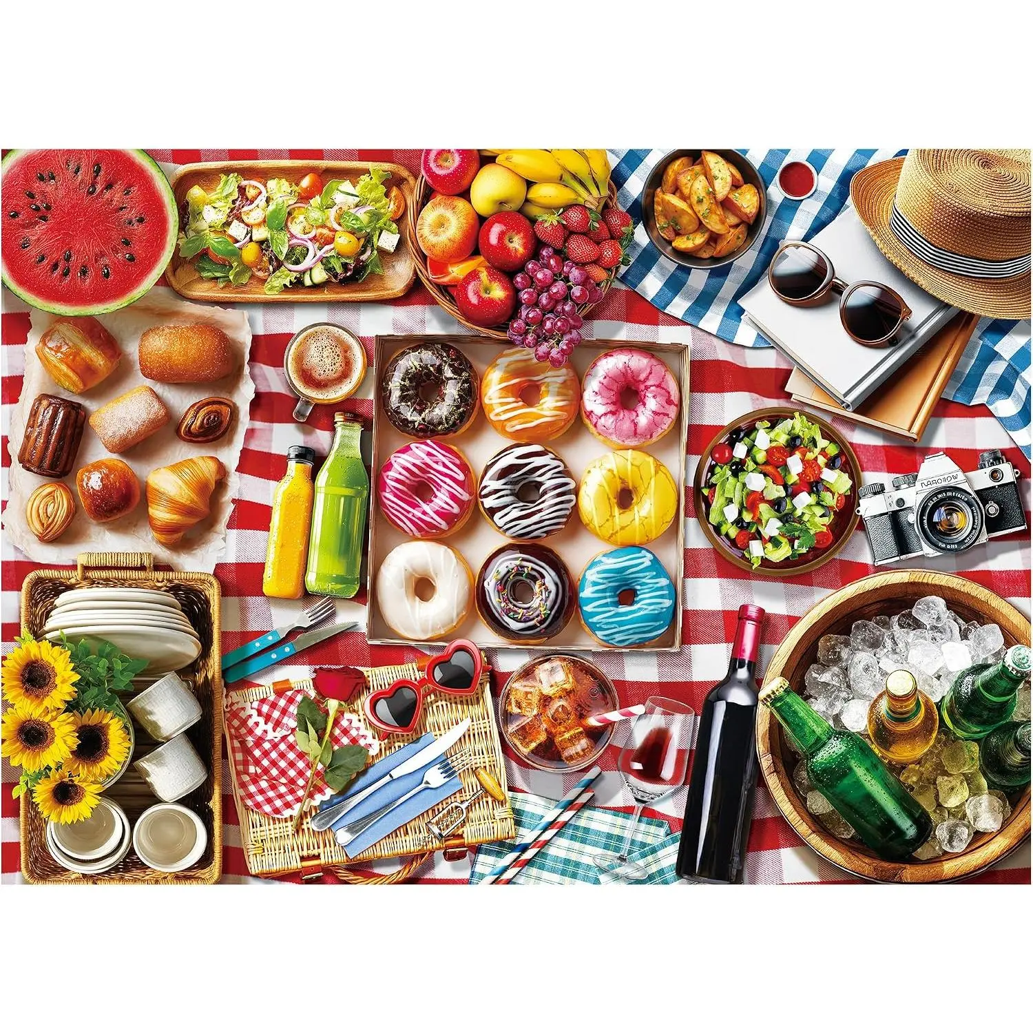 BenBen 500 Piece Puzzles for Adults, Picnic Food Jigsaw Puzzles with Patterns on Back, Challenging Puzzles for Family Game Night Home Décor