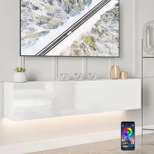 Wall Mounted Floating TV Stand with LED Lights Modern Entertainment Center for TVs for up to 63" Media Console TV Unit for Living Room Bedroom bedroom  furniture tv  stand