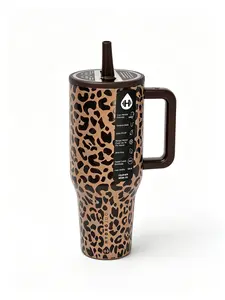 HydroJug Traveler 40oz Leakproof Vacuum Insulated Stainless Steel Tumbler with Straw, Classic Leopard Print, BPA-Free, Ergonomic Handle, Cup Holder Friendly, Stranger Things Skull Design for Sports & Outdoor Use, Leakproof Insulated Tumbler, Vacuum Insula