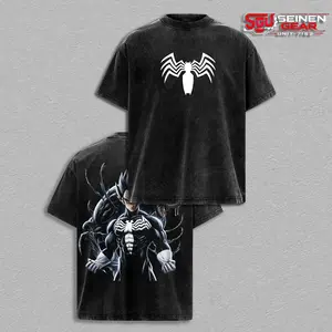 Symbiote venom Saiyan Fusion Vintage Washed Oversized T Shirt,DBZ Dark Anime Inspired Graphic Tee, Heavyweight Cotton Streetwear Outfit for Men Women