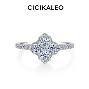 CICIKALEO 1.3CT Moissanite Rings for Women Clover Lucky 18K Gold Plated Lab-Created Engagement Promiserings Gift for Her R021 #Summervibes