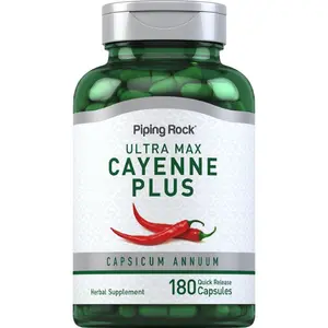 Piping Rock Cayenne Pepper Capsules | 180 Count | Capsicum Annuum | Plus Ginger and Hawthorn Berry | Herbal Supplement | Non-GMO, Gluten Free