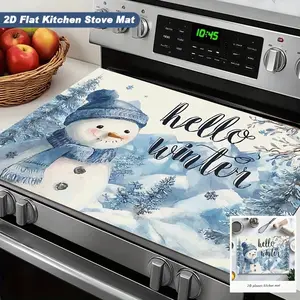 Winter Warm Snowman Pattern Silica Gel Stove Mat, Non-Slip High Temperature Resistant Kitchen Heat Insulation Pad, Holiday Decoration