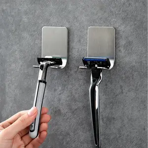 2/6pcs Shaving Razor Holder Wall Mounted Self-Adhesive Bathroom Organizer, Suitable for Shower Use, Durable Shaver Hook Rack, Easy Installation（Details may vary based on batch production, please do not place orders if you mind）
