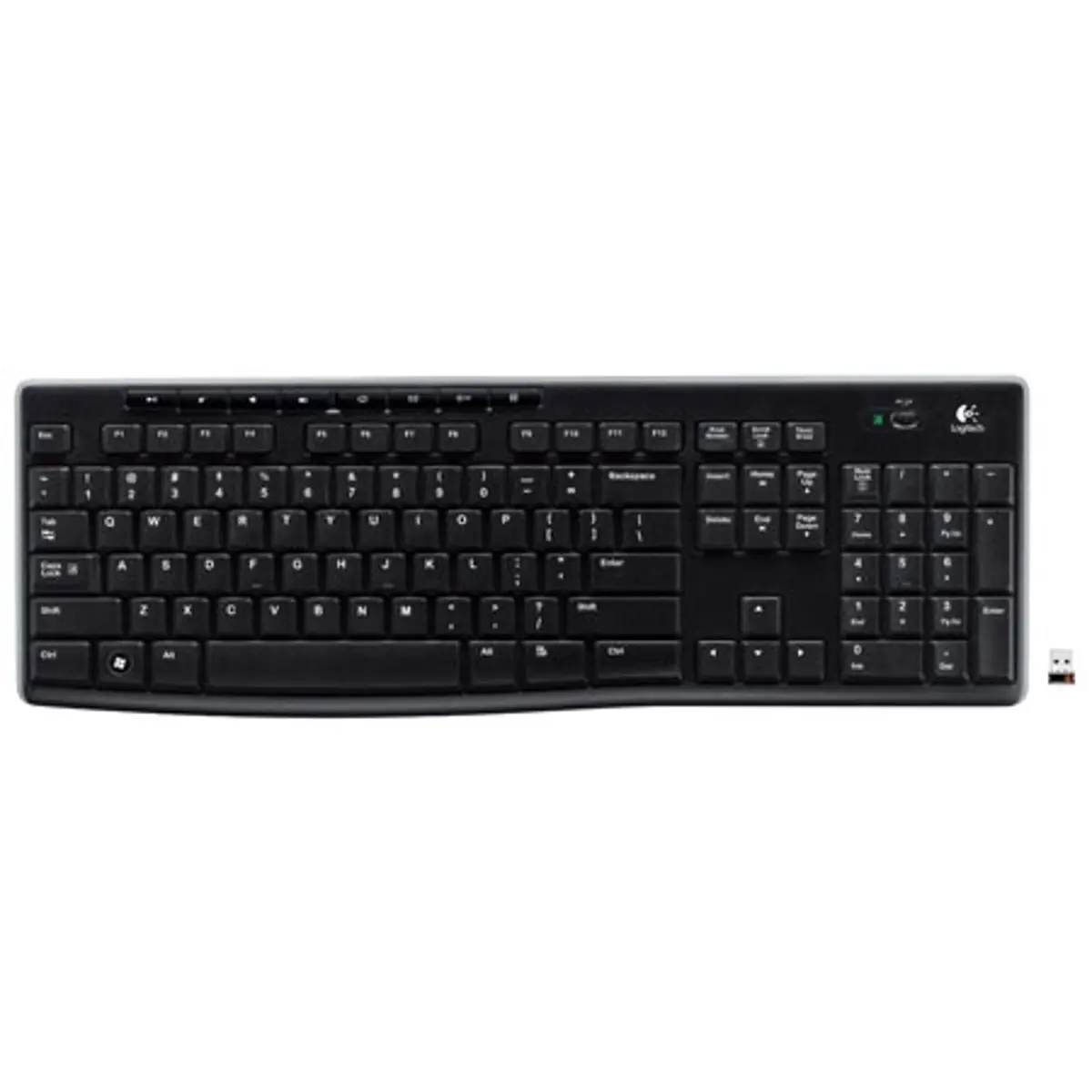 Logitech K270 Wireless RF USB Keyboard, 8 Hot-Keys, Black