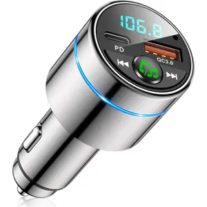 FM Transmitter for   5.3, -Metal PD 20W & QC3.0 18W  Charger,  FM Radio  Kit  Adapter, Noise Cancelling Hands-Free Call, Hi-Fi , Ring Light