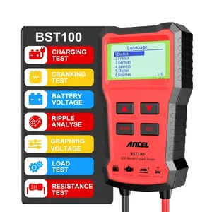 ANCEL BST100 Car Battery Tester Charger Tester 12V Battery Analyzer 100-2000CCA Voltage Battery Test Car Battery Charging Circut Load Tester Tool Batteries Scanner 12 Volts Automotive Battery Checker