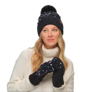 C.C Dazzling Sequin Mittens for Women - Glamorous and Warm Winter Statement Accessories short glove