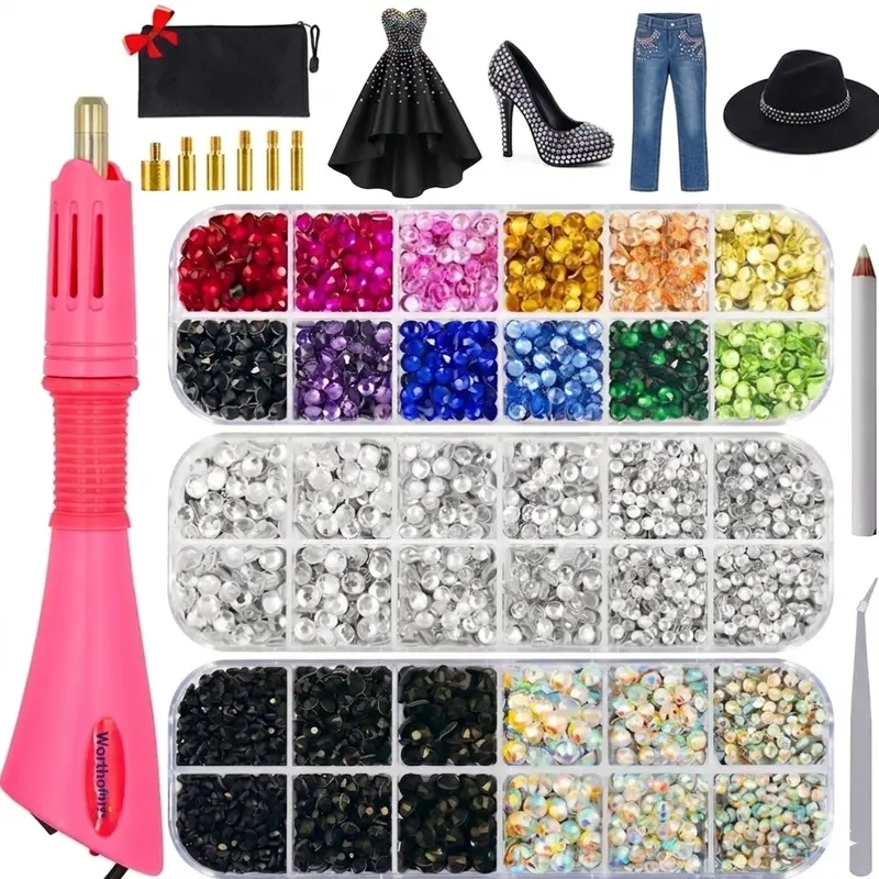 Hotfix Applicator Bedazzling Kit with 5000 Pcs AB Crystal Rhinestones, Rhinestone Bedazzling Tool for Clothing Fabric, Rhinestone Bedazzling Kit