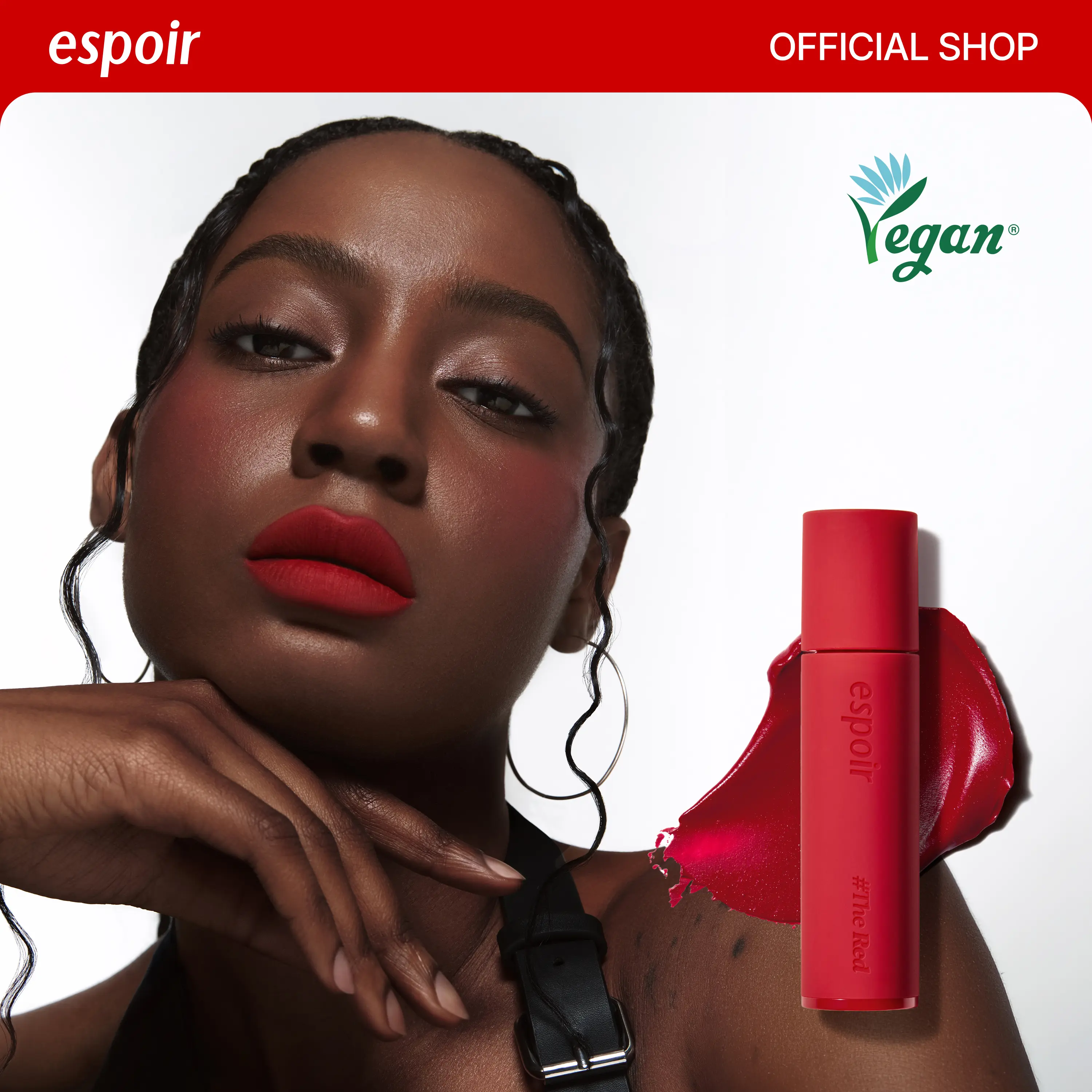 [Espoir Official] Iconic Lip Stain The Red | High-Pigment Long-Lasting Liquid Lipstick | Vegan | 1 Shade