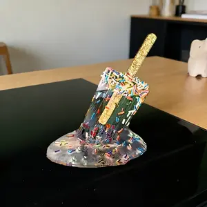 One Melting Popsicle Resin Sculpture - An eye-catching home and garden decoration - Adds whimsy to miniature landscapes and tabletops, suitable for holiday decorations and fall home décor, and makes a perfect collectible figurine gift.