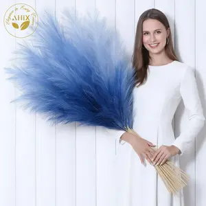 AHIX 8-Piece 38-in Tall Faux Silk Pampas Grass Stems, Durable No-Pruning Ornaments, Lifelike Artificial Plants for Boho-Chic Home Decor Vase Arrangements