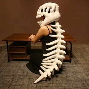 Dinosaur Skeleton Headgear Plush Toy Hat Same Style Dress Up Skeleton Doll Children's Funny Birthday Gift Girlfriend Best Friend Outdoor Game