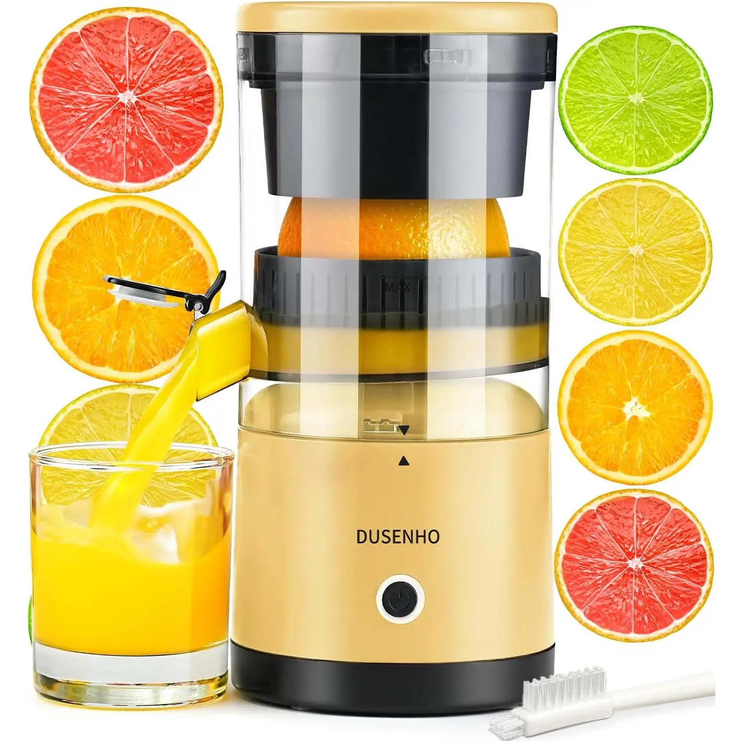 Rechargeable Electric Citrus Juicer Machine - Battery-Powered, Compact, Fast, Handheld, High-Speed Centrifugal Juicer with USB Cleaning Brush for Orange, Lemon, Limes, Battery-Powered Centrifugal Juicers, Compact Centrifugal Juicers