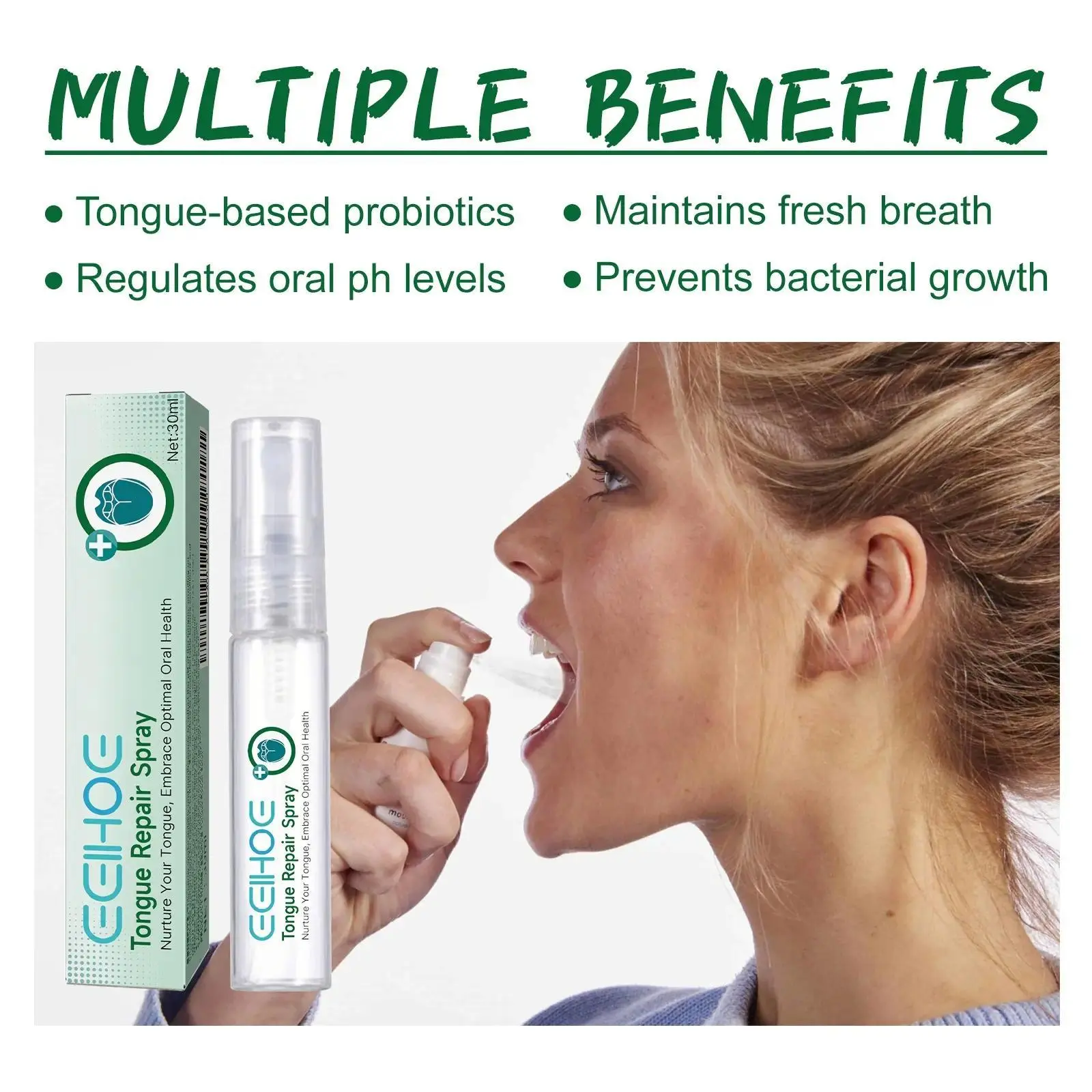 Herbal Unflavored Oral Care Cleansing Spray - Toothpaste-Compatible, Repairs Tongue Coating, Relieves Dry/Cracked/Swollen Tongue, Supports Oral Wellness, Unflavored Oral Spray