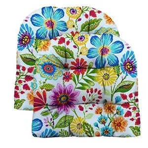 RSH Decor Tufted Wicker Seat Cushions for Outdoor Use | Set of 2, 19” x 19” | Durable, Water-Resistant Fabric