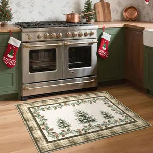 Christmas rug, 1 count entrance rug, Christmas decoration rug, Non-slip Washable Entryway Carpet Runner,soft comfortable area rug, Christmas Gift, multifunctional suitable for bathroom area, living room bedroom bedside, kitchen, laundry，Hallway