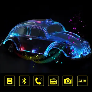 Crystal Clear Beetle Style Taxi Car Portable Speaker WS1937 - USB Powered, Rechargeable Battery, FM Radio, Compact & Lightweight, High-Fidelity Sound, Durable Design, Compatible with All Phone Models