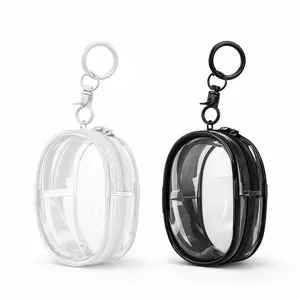 Portable Mini Clear Zipper Storage Bag Keychain for Electronics and Accessories