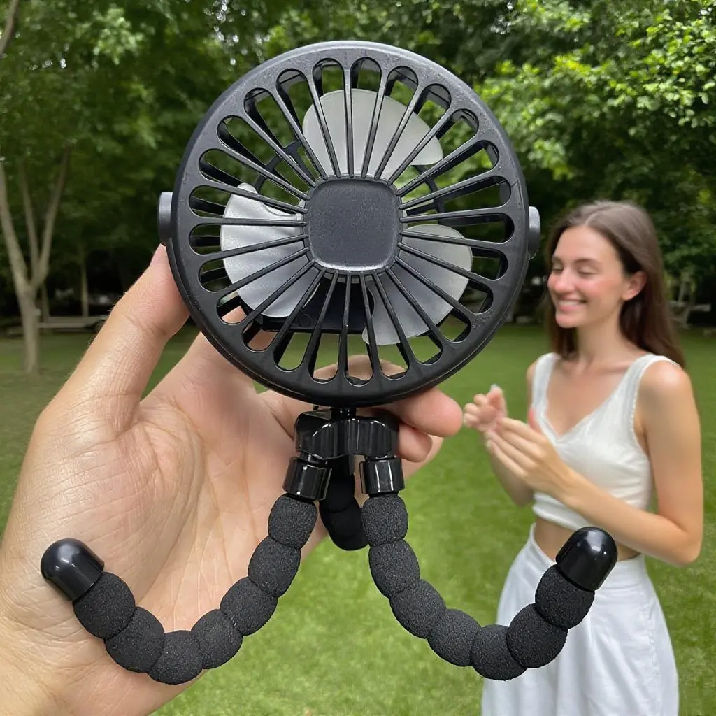 Portable Handheld Octopus Fan with Flexible Tripod, USB Rechargeable Mini Folding Fan, 3 Speed Silent Operation, Quiet Cooling Fan for Home Outdoor Use, Ideal Gift for Camping Students and Professionals, Rechargeable Personal Fan, Handheld Pocket Fan