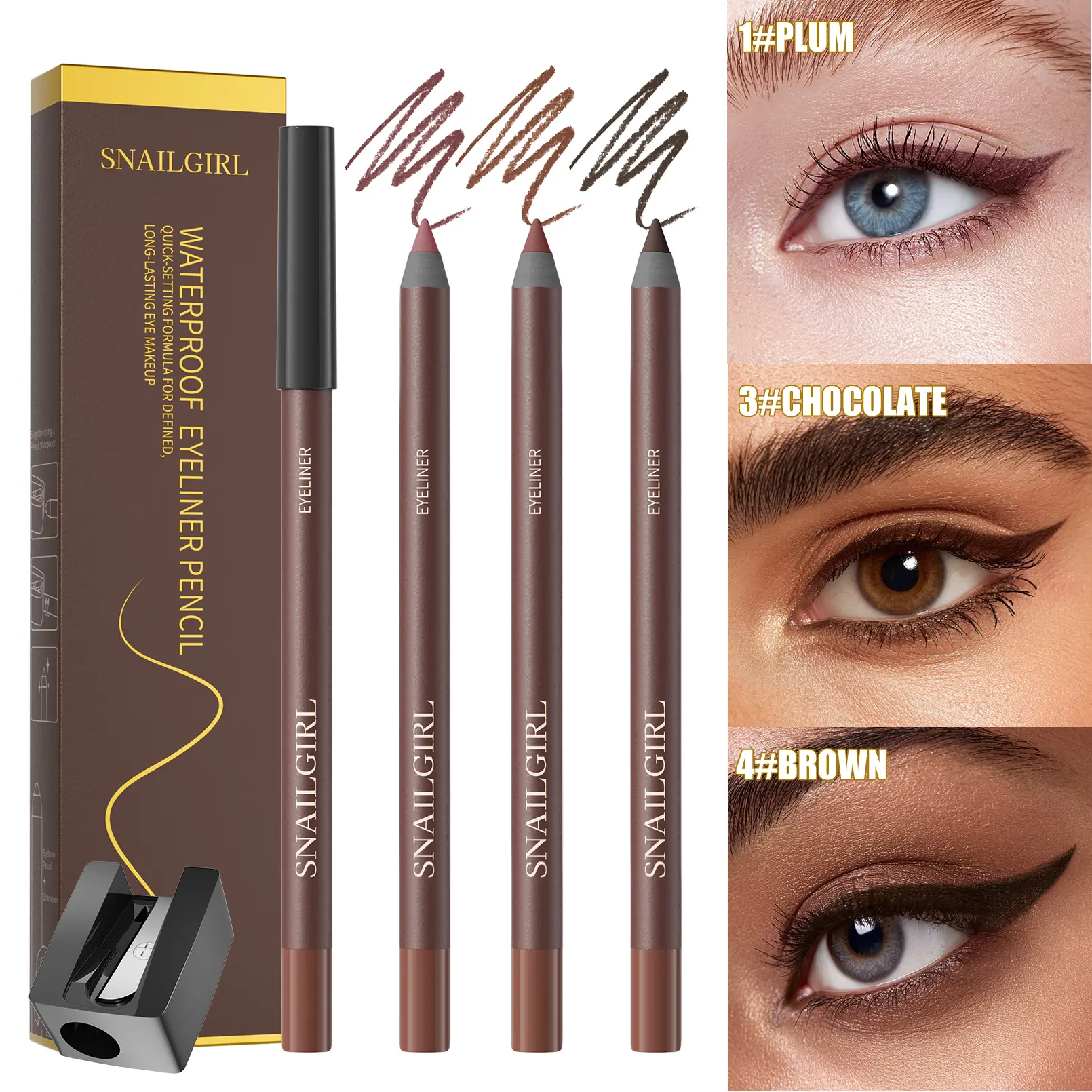 Waterproof Cream Eyeliner Pencil, Soft Formula Glides On Easy, Stays Put No Smudge No Transfer, Matte Finish For Natural Look, Good For Daily Wear And Party, Makeup Cosmetic, Eyeliner.
