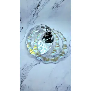 Iridescent Bamboo Hoop Earrings Customizable