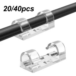 Self Adhesive Cable Tidy Wire Clips, 20pcs/40pcs Wall Cable Clips, Transparent Finisher Wire Clamp for Wall Desk Car Home Office Outdoor, Desk Organizer Tidy, Extension Cable Organizer