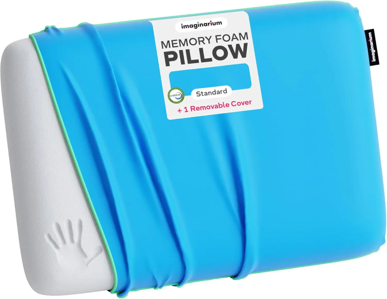 Imaginarium Standard Memory Foam Bed Pillow - 16"x24", Cosmic Blue, Cooling Cover Included - Decorative Colorful Option for Back & Side Sleepers