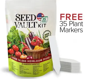 Seed Vault Kit - 35 Vegetable Seeds Pack Over 16,000+ Seeds for Spring Fall Winter Garden Kit Survival Seed Vault for Preppers & Gardeners Gift for Men & Women