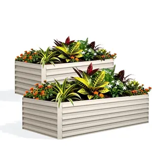 Garvee 2 Pack Galvanized Metal Raised Garden Beds in Various Sizes (8x4x2 ft, 6x3x2 ft) - Durable Outdoor Planter Boxes for Vegetables, Flowers, Herbs, and Succulents with Easy Assembly, Includes Gardening Gloves & Wrench