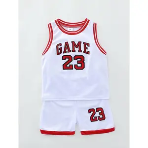 Two-Piece Set Boy's Basketball Jersey Set, Contrast Binding Sleeveless Basketball Vest & Shorts, Clothes Kids Outdoor